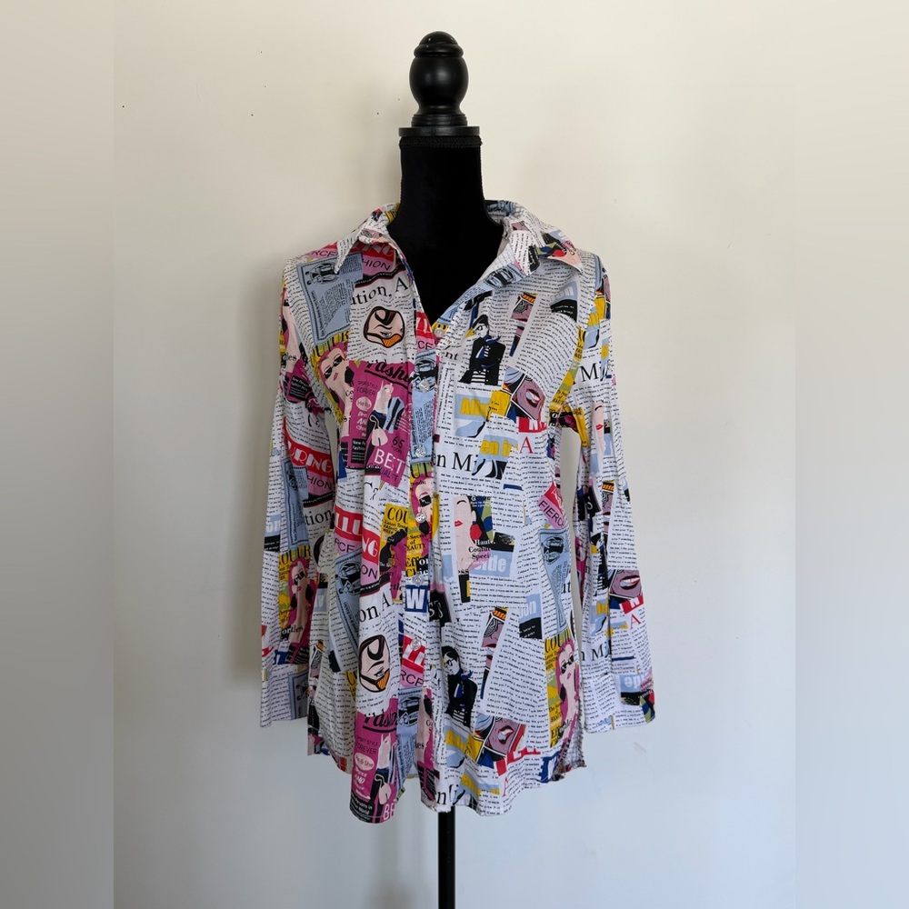 NY&C Madison shirt size S long sleeve Multicolor Graphic Print - Picture 2 of 6